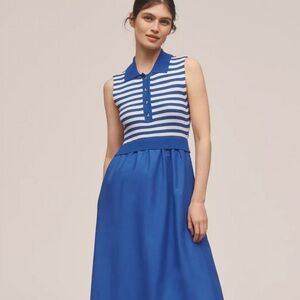 Anthropologie Blue and White Sleeveless Dress